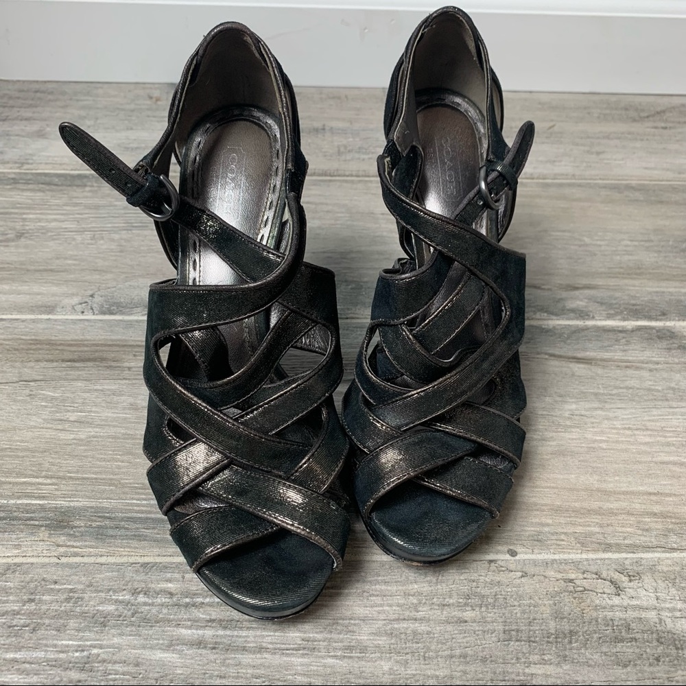 Coach strappy pewter heels size 8